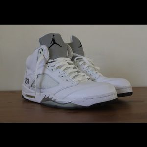 Authentic Jordan 5 Retro Metallic White